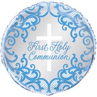 Mylar 18 po. Croix bleue fantaisie communion